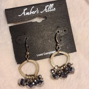 Earrings Gold and Gray Beads